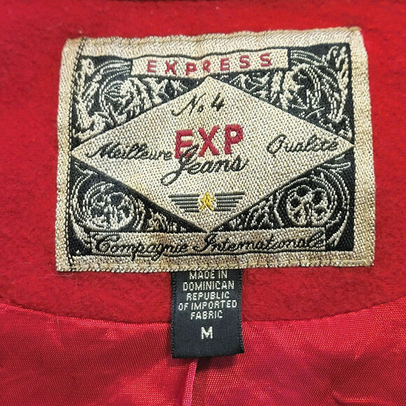 Express Vintage Red Wool Cashmere Blazer Coat Soft Single Breasted Chic Fall M - Picture 13 of 15